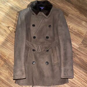 Ralph Lauren Purple Label Loden Shearling Pea Coat